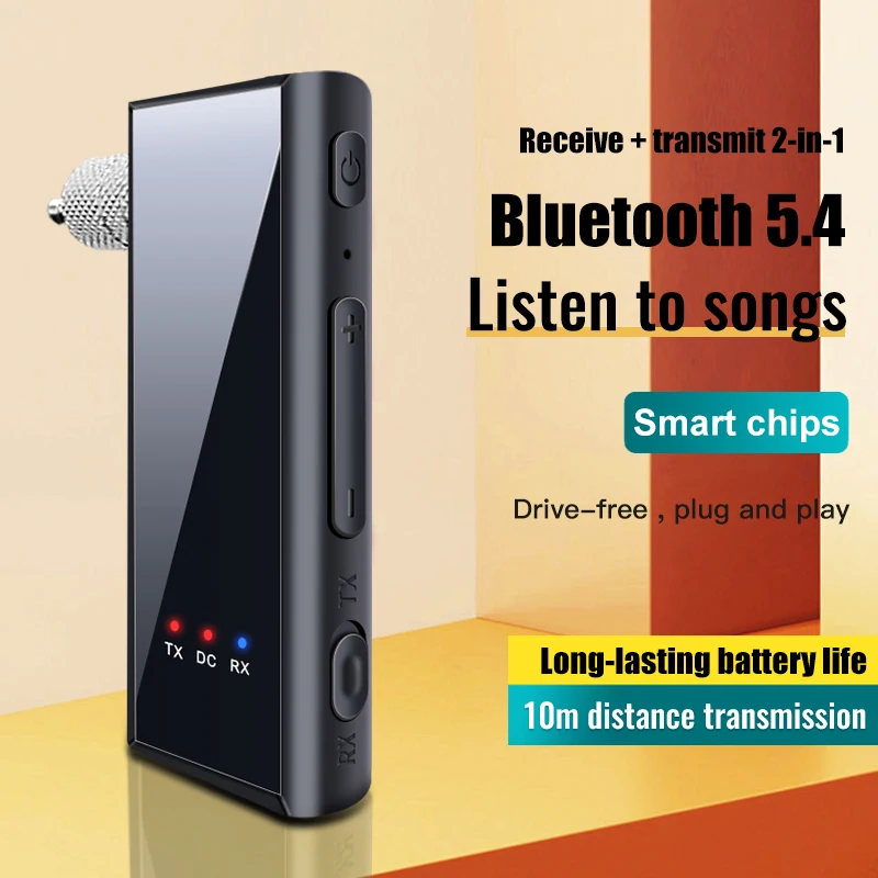 Nuovo trasmettitore ricevitore audio Bluetooth 5.4 2 in 1 3.5MM AUX Hifi Stereo Music Wireless Adapter con microfono Supporta la riproduzione di