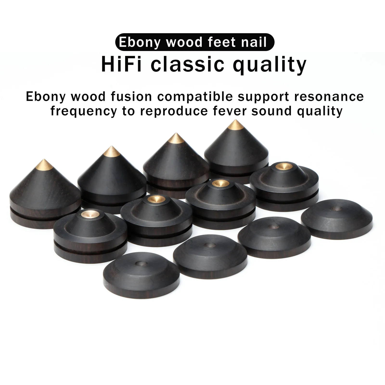 Preffair 4PCS Ebony Wood Speaker Pads Shock Absorber Subwoofer Shockproof Spikes Feet for AMP/Mixer/CD/Speaker