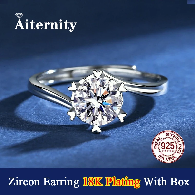 

snowflakes 18K Plating S925 Sterling Silver D Color Adjustable Size Zircon Ringfor Women As Shinning As Diamond Wedding Jewelry