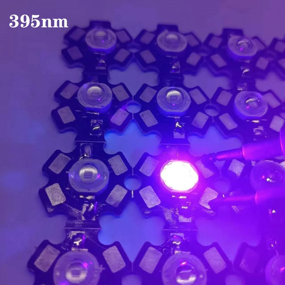 3W 고성능 LED 자외선 칩 395-400nm 울트라 바이올렛, diy용 pcb 아님, 10 개