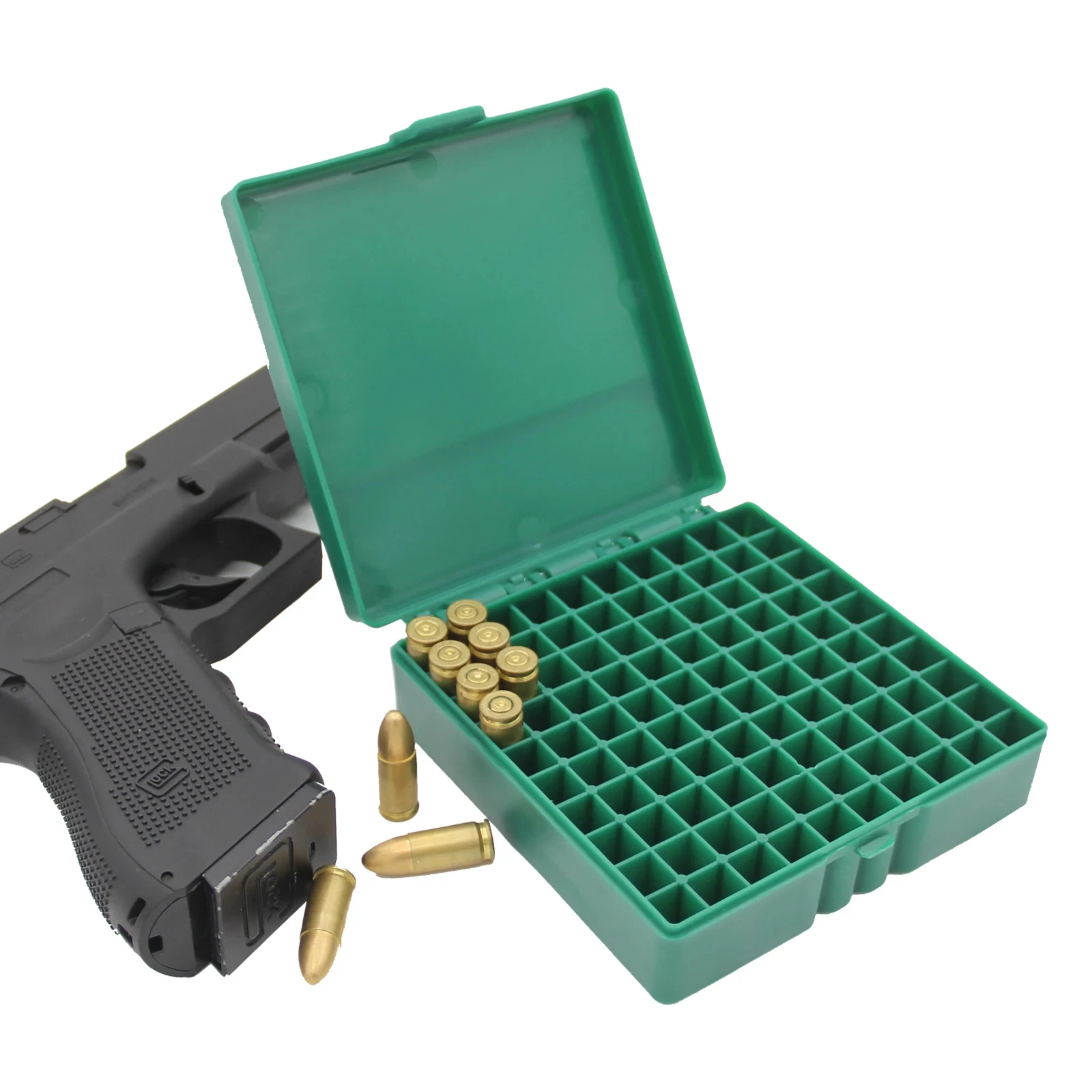 Étui de rangement durable pour munitions de 9 mm (fusil/pistolet) avec charnière à clapet pour la sécurité à la maison et au jardin