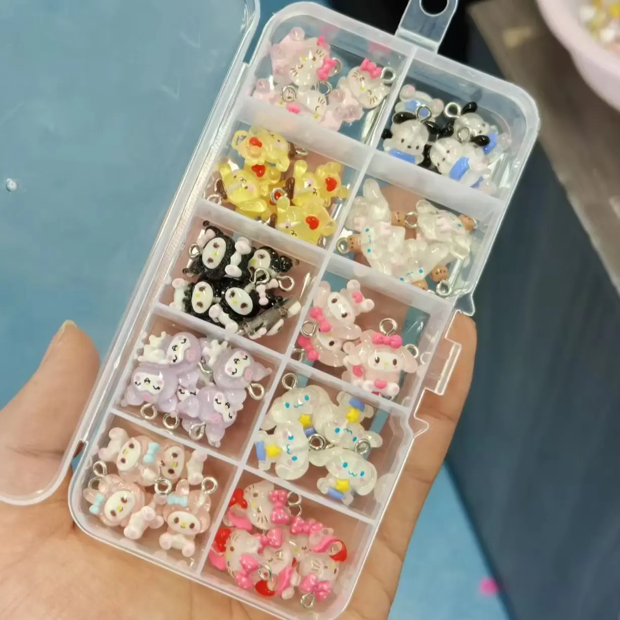 

Hello Kitty Cartoon Resin Charms for Jewelry Making Bulk, 3D Kuromi Mymelody Mini Pendant Animal Ornament DIY for Bracelets