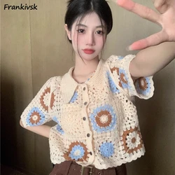 Cardigan of Women Lovely Elegant Streetwear Summer Breathable Fashion Leisure Hollow Out Korean Style Vintage All-match Soft Fit