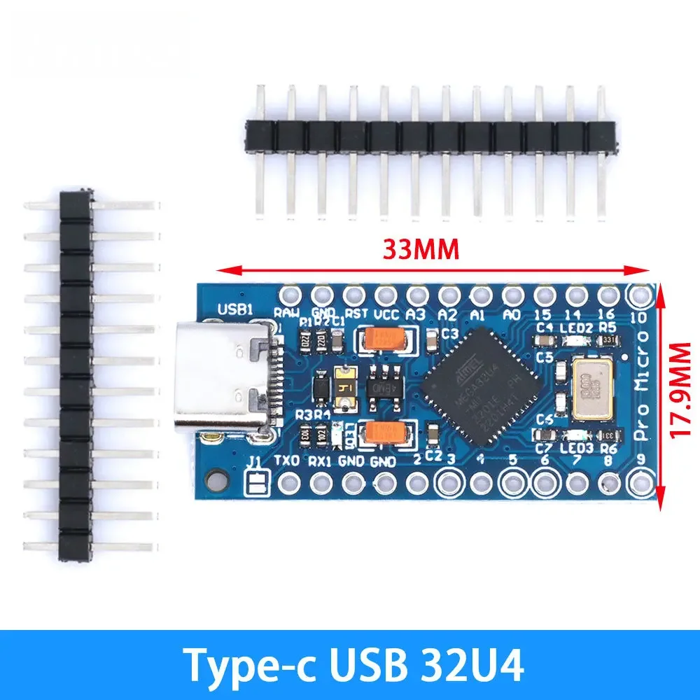 New Pro Micro 3.3V 8Mhz For Arduino ATmega32U4 5V/16MHz Module With 2 Row Pin Header For Leonardo