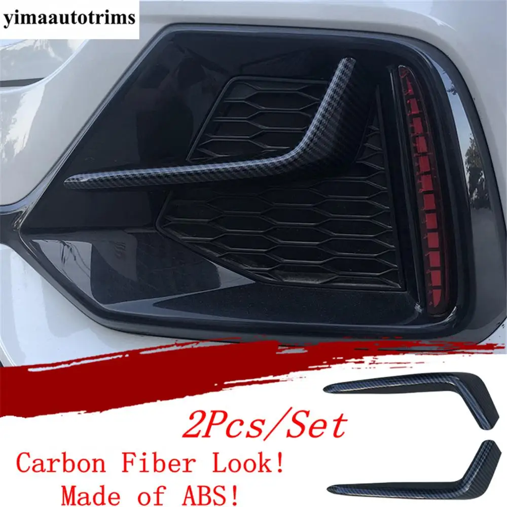 Front Rear Bumper Fog Lights Lamps Eyelid Eyebrow Strip Cover Trim For Honda Civic Hatchback 2020 2021 Carbon Fiber Accessories