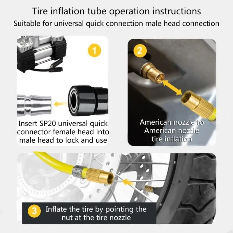 37JE Air Inflator Connector เปลี่ยนยางอัตราเงินเฟ้อท่อปั๊มขยายหลอดยางท่อคอมเพรสเซอร์หดตัว Inflator ท่อ