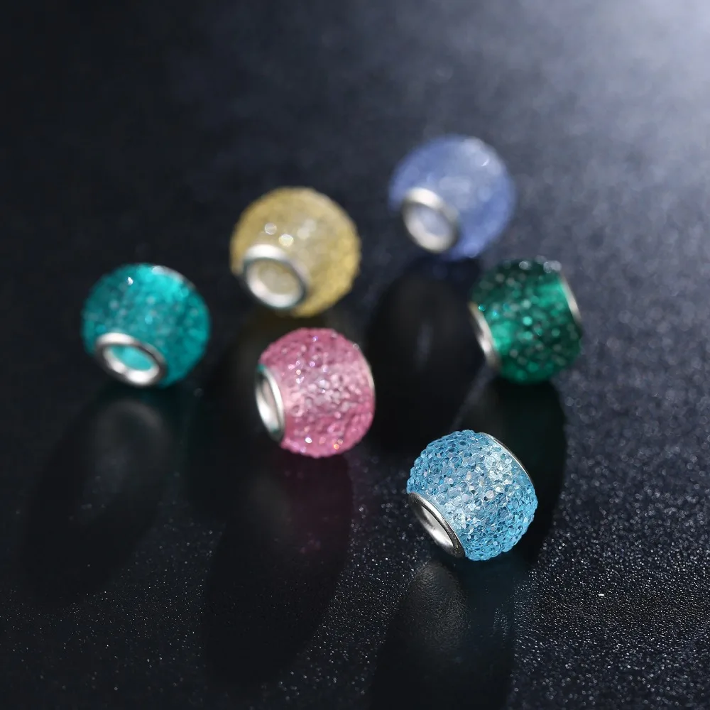New Original European Plastic Murano Glass Bead Aolly Multi Color Rainbow Charm Fit Bracelets Bangle DIY Women Jewelry
