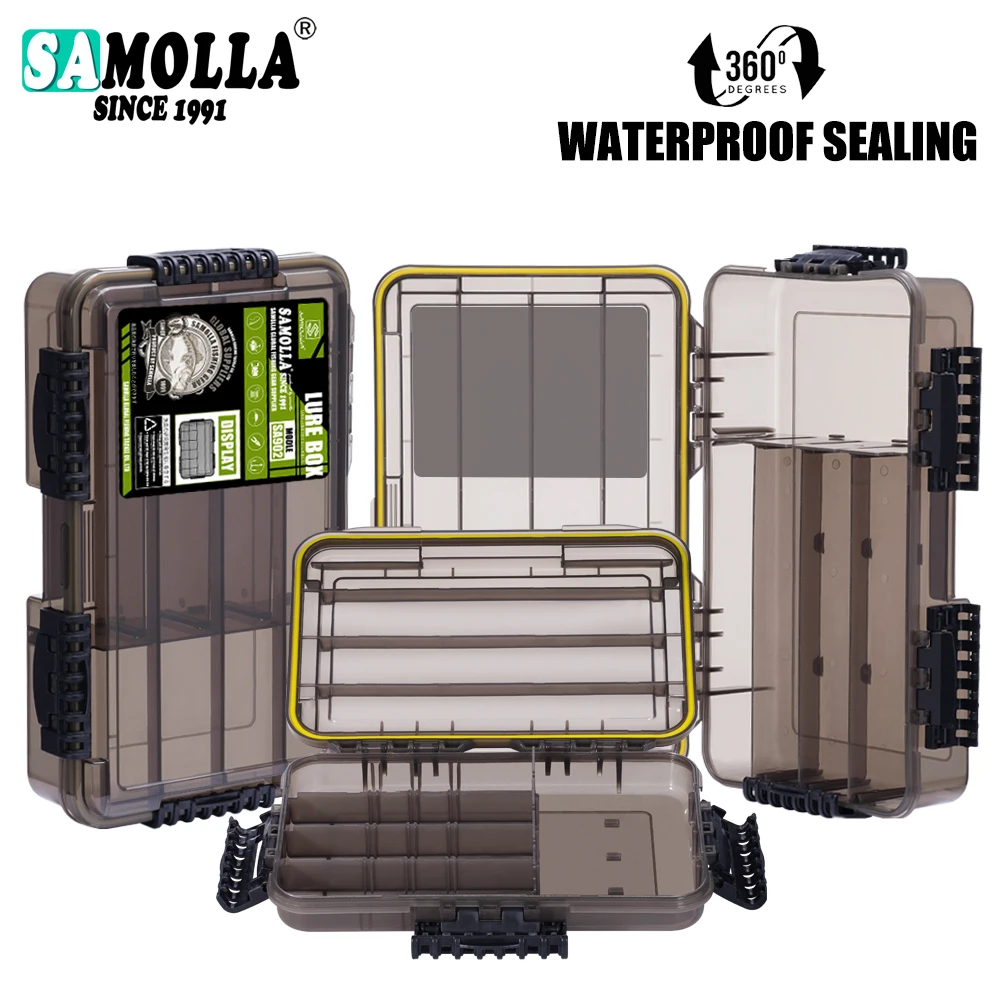 SAMOLLA New Large Waterproof Fishing Tackle Box, Fish Hook Fishing Lure Bait Storage Case Portable Fishing Gear Accessorie