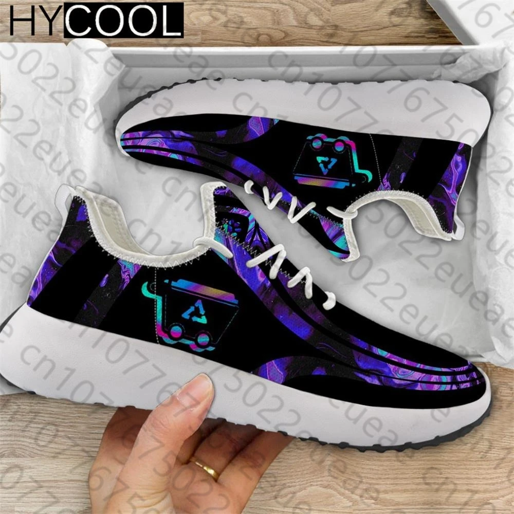 HYCOOL New Trend Women Mesh Knit Fltas Shoes Cleaner Sanitation Worker Printing Female Breathable Footwear Lace Up Sport Zapatos