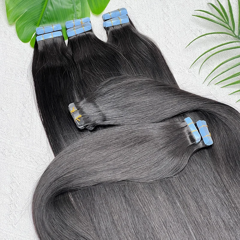 مستقيم غير مرئية بولي Tape الشريط في ملحقات الشعر البشري 40 قطعة/الحزمة سلس الجلد لحمة الشريط Ins الفيتنامية الشعر الخام الطبيعي الأسود # 1ب