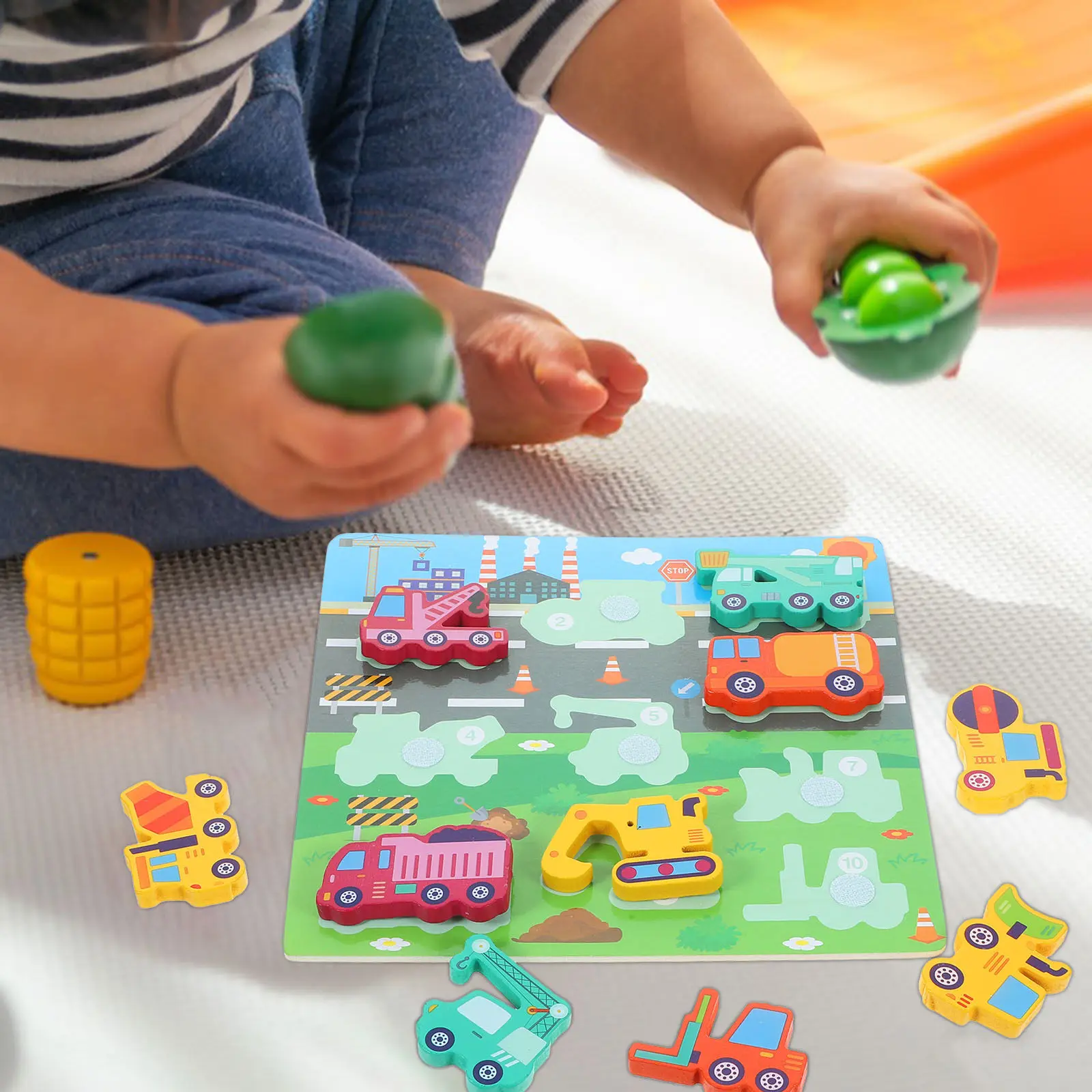 1Set Wooden Peg Puzzle Preschool Educational Learning Board Early Brain Development Kids Cognitive Hand Eye Coordination