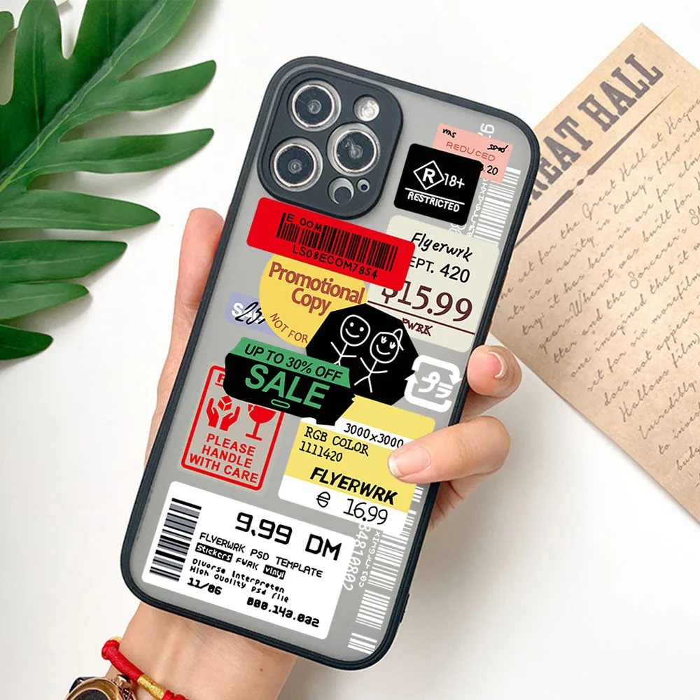 For iphone 16 15 Pro 14 13 12 11 7 8 Plus XS Max XR Travel Luck DDhl Logistics label Frosted Translucent Cover Black Phone Cases image 2