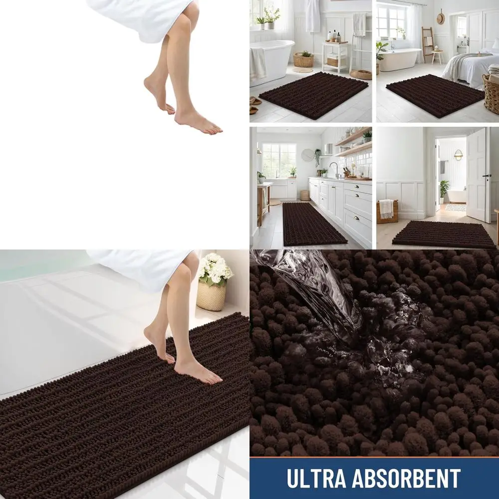 

Ультрамягкий коврик для ванной из шенилла 70x24 см с нескользящей резиновой основой, машинная стирка, для ванной комнаты, душа, купели