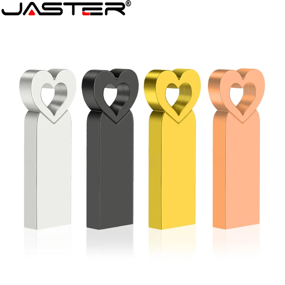

USB 3. 0 флеш-накопители JASTER 64 ГБ высокоскоростной флеш-накопитель 32 Гб 16 Гб модный металлический флеш-накопитель в форме сердца креативный подарок U-диск для ноутбука