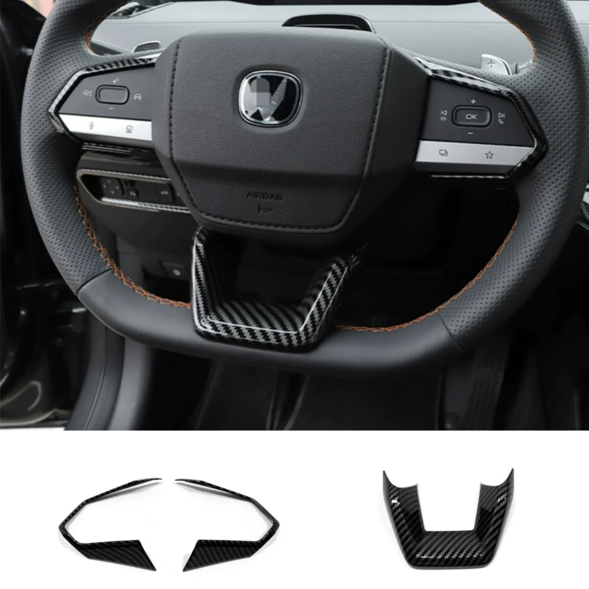 For CHANGAN UNI-V UNIV 2022-2023 Interior Accessories Car Steering Wheel Frame Decoration Cover Trim Carbon Fiber Look