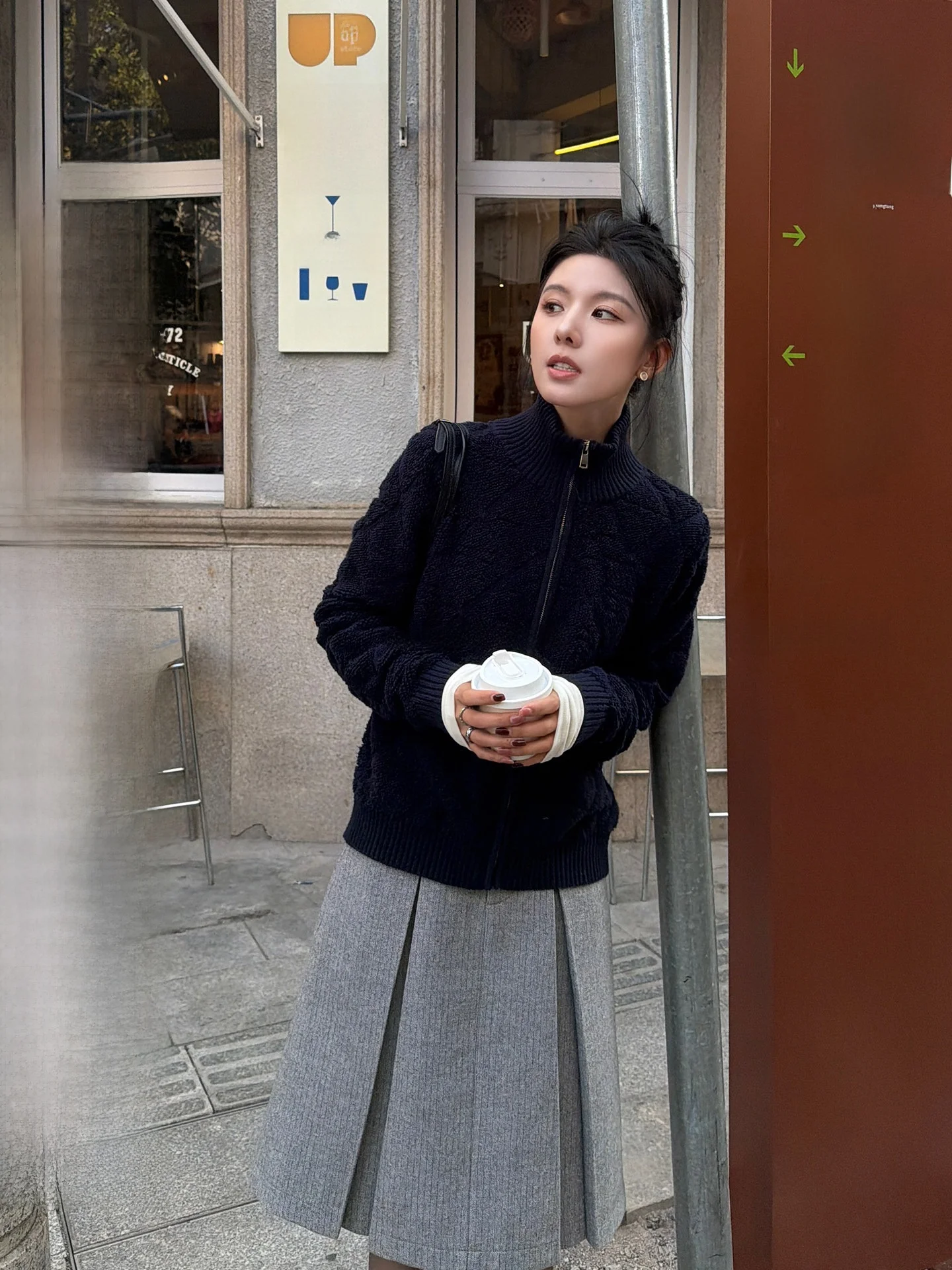 

Blue adient Fce Zipper Knitted Open Cardigan Women's Winter Thiened Regular Fit Long Sve Color Daily Wear