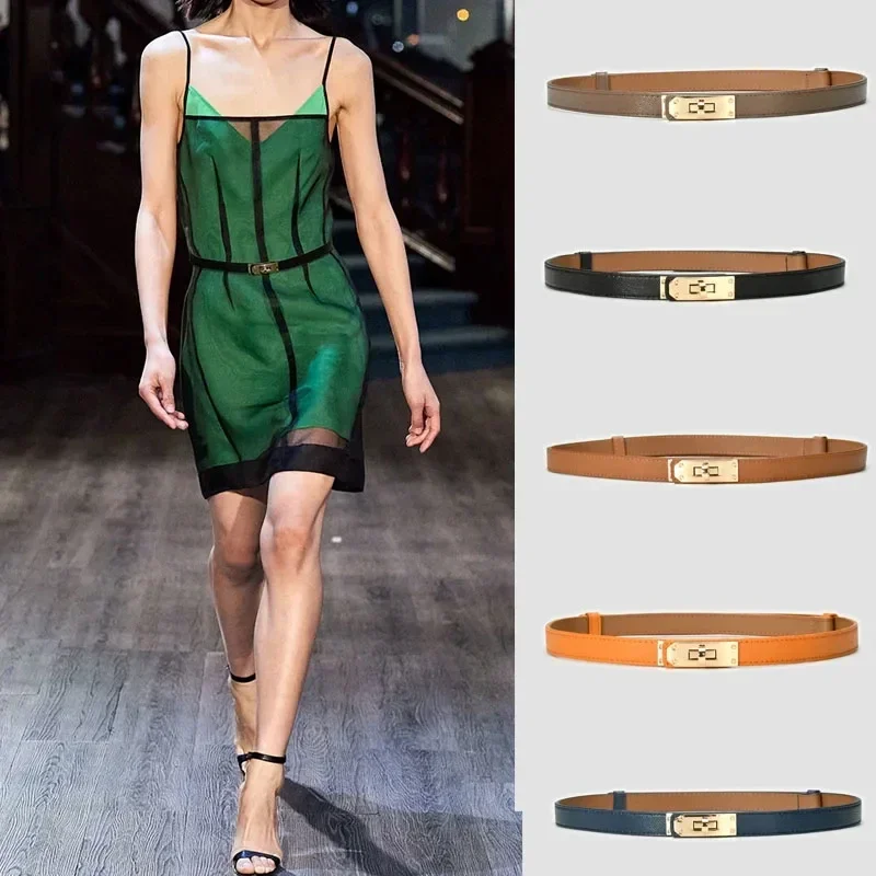 Women'S Belt Soft Pu Leather Belt Pin Buckle Jeans Belt Minimalist Trendy Thin Belt For Women Luxury Brand Leathe Lady Belts