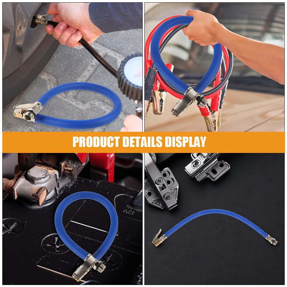 2Pcs Heavy Duty Air Inflator Hose Extension with Screw on Locking Tire Valve Adapter for Portable Compressor Bike Pump