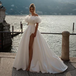 Eightree-vestidos de novia formales blancos con hombros descubiertos, vestido de novia con abertura alta, vestidos de baile de graduación de boda de playa Boho, talla personalizada