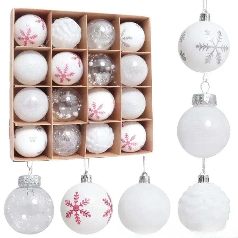Christmas Ball Decoration 6cm 16pcs Pink White Red Baubles Christmas Tree Hanging Pendant For 2025 Home Navidad Noel Xmas Party