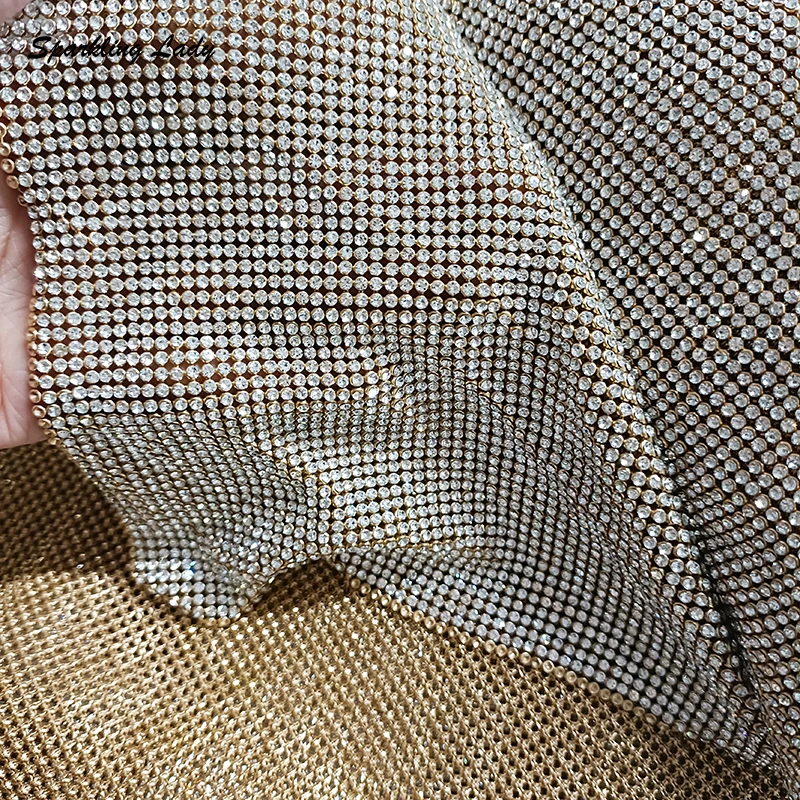 2MM Silver Crystal Mesh Fabrics High Quality Bling Rhinestone Mesh Fabric Sheets for DIY Bags Necklace Earrings