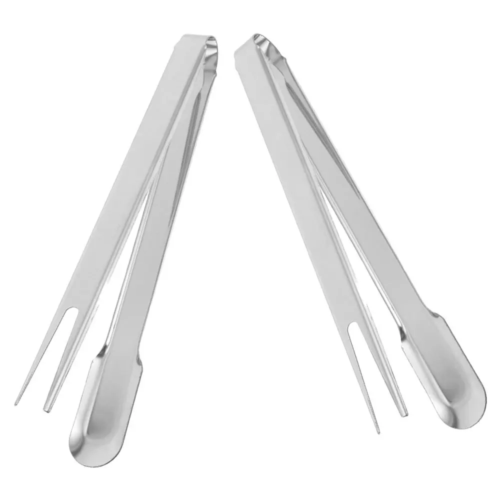 

2pcs Stainless Steel Tongs Kitchen Cooking Tool For Bbq Grilling Serving Food Dual Head Clip Multipurpose Chef Utensils