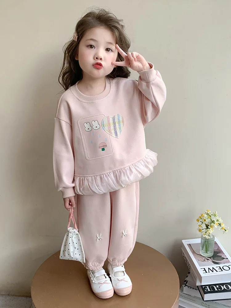 

Girls Sweet Set2025New Fashionable Spring and Autumn Outfits for Girls, Stylish Casual Two-Piece Set for Little Girls