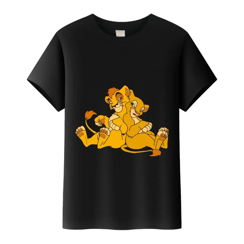 

Disney The Lion King Simba Nala Футболка с короткими рукавами для девочек с героями мультфильмов Женская футболка 90-х годов Летние топы для мальчиков Мужские блузки Унисекс Детские футболки