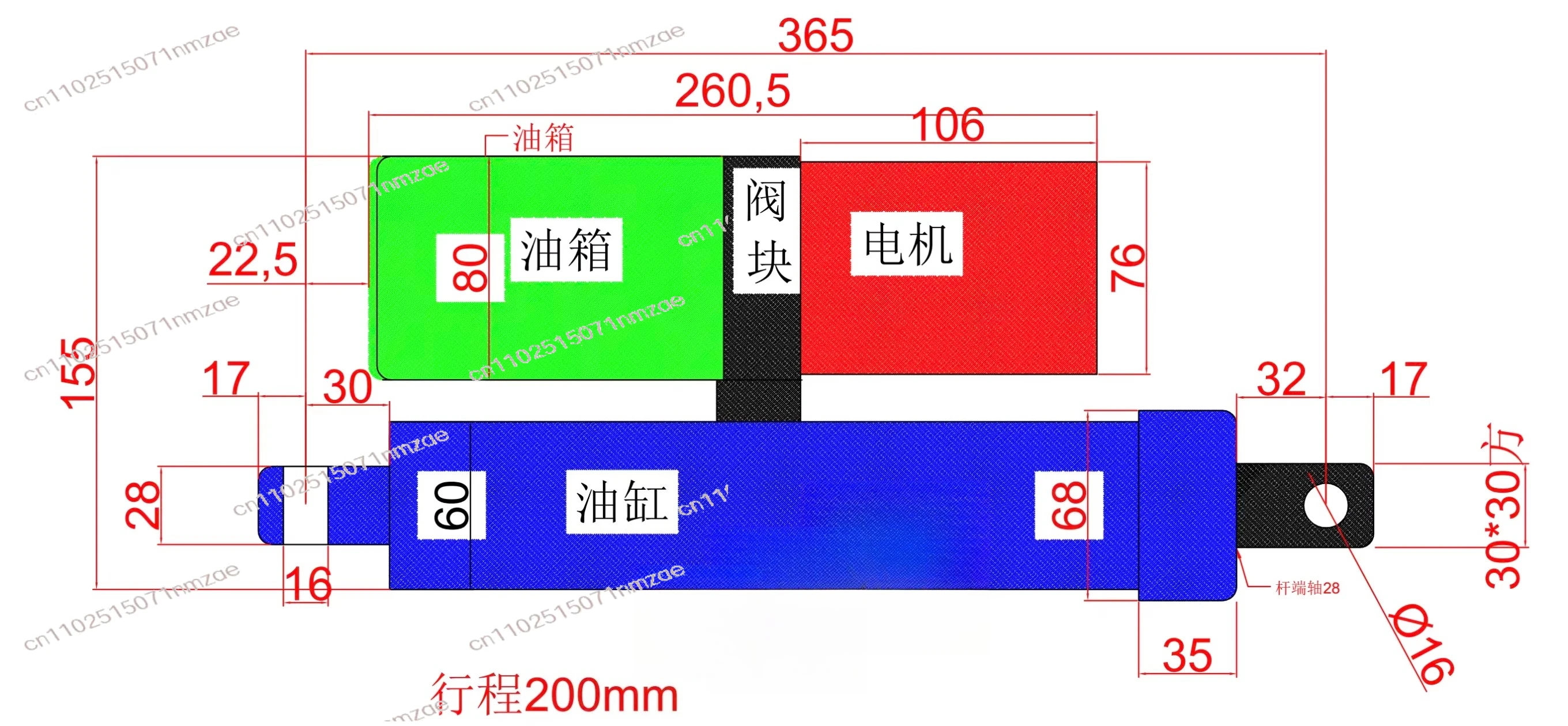 

24/48/60/72 В двигатель постоянного тока гидравлический толкатель электрический гидравлический цилиндр силовой привод