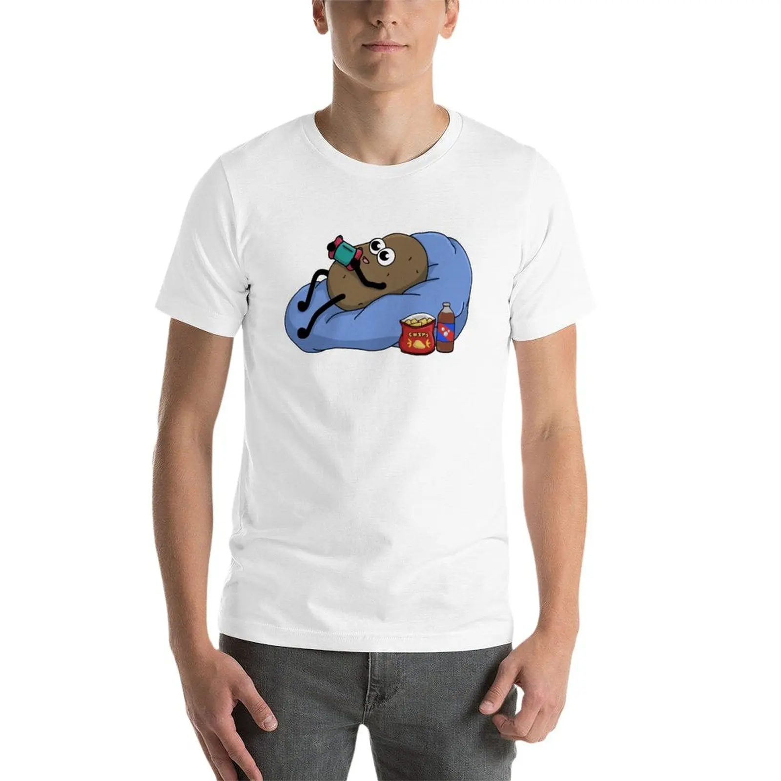 T-shirt Lazy Potato pour hommes, vêtements mignons, t-shirts décontractés et élégants, mode, nouveau