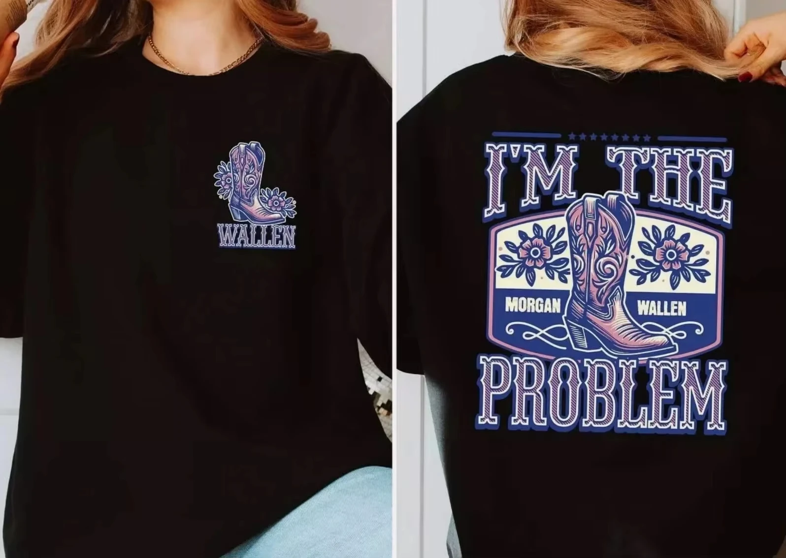 2026 mujeres y hombres Morgan Wallen Im Issue Tour 2025 Camiseta estampada de doble cara Camiseta de algodón de verano para mujer