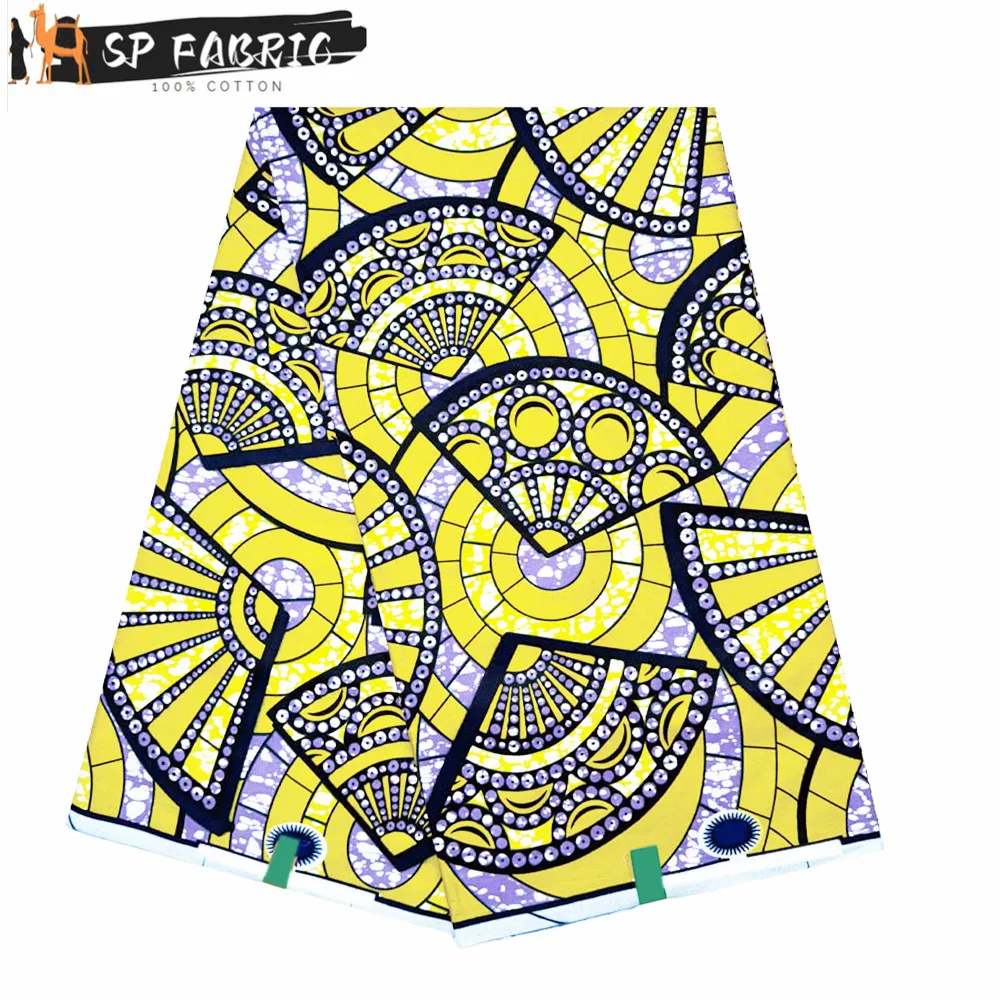 

Super Fabric 100% Original Real Ankara Fabric African Wax Fabric Block Print Batik Dutch Fabric 6 Yards For Wedding Party VL-197