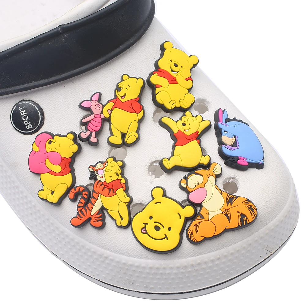 1pcs Pooh Bear Tigger Cartoon series Shoe Charms Accessories Shoe Decorations Fit Wristband Classic Clog Charms Party Present