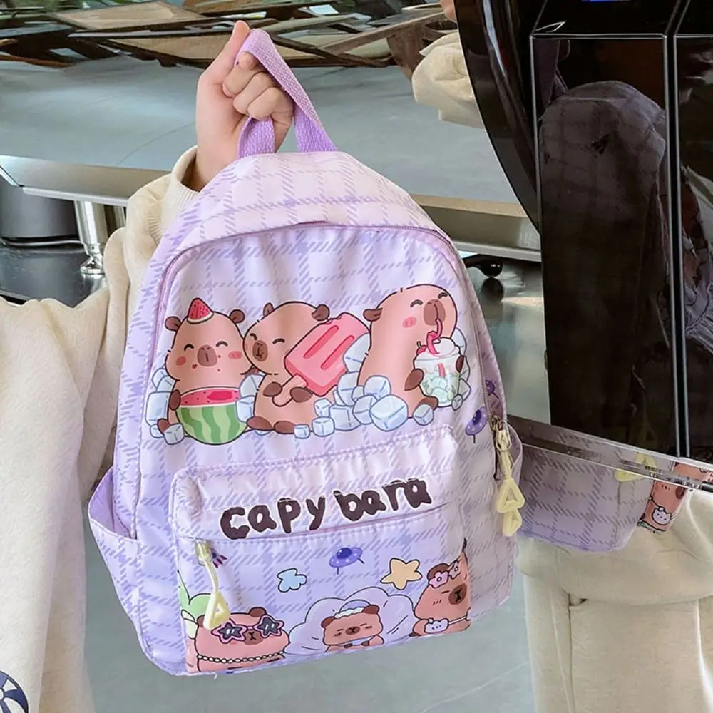 Cute Large Capacity Capybara Backpack Cartoon Ultra-light Student Schoolbag Breathable Nylon Book Bag