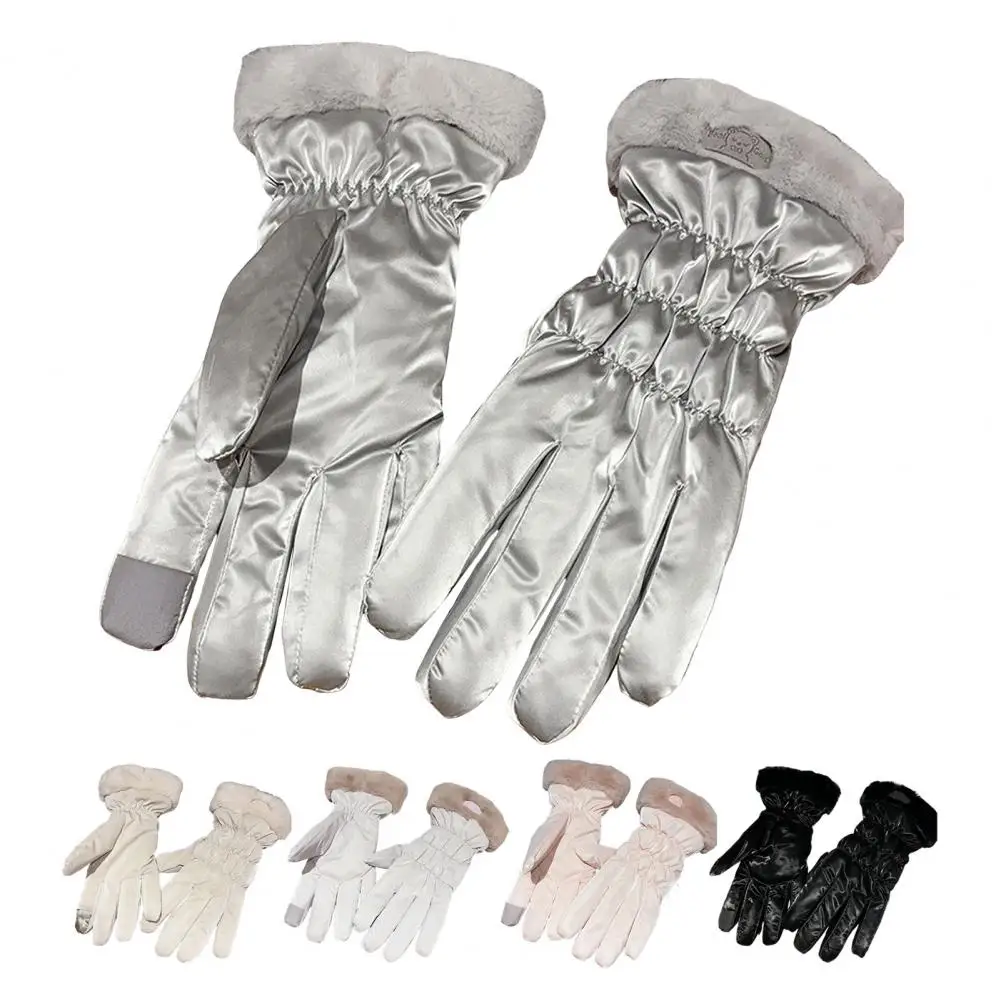 

Winter Touch Screen Cycling Gloves for Women Thick Windproof Ski Snow Mittens Furry Lining Warm Gloves Outdoor Winter Warm New
