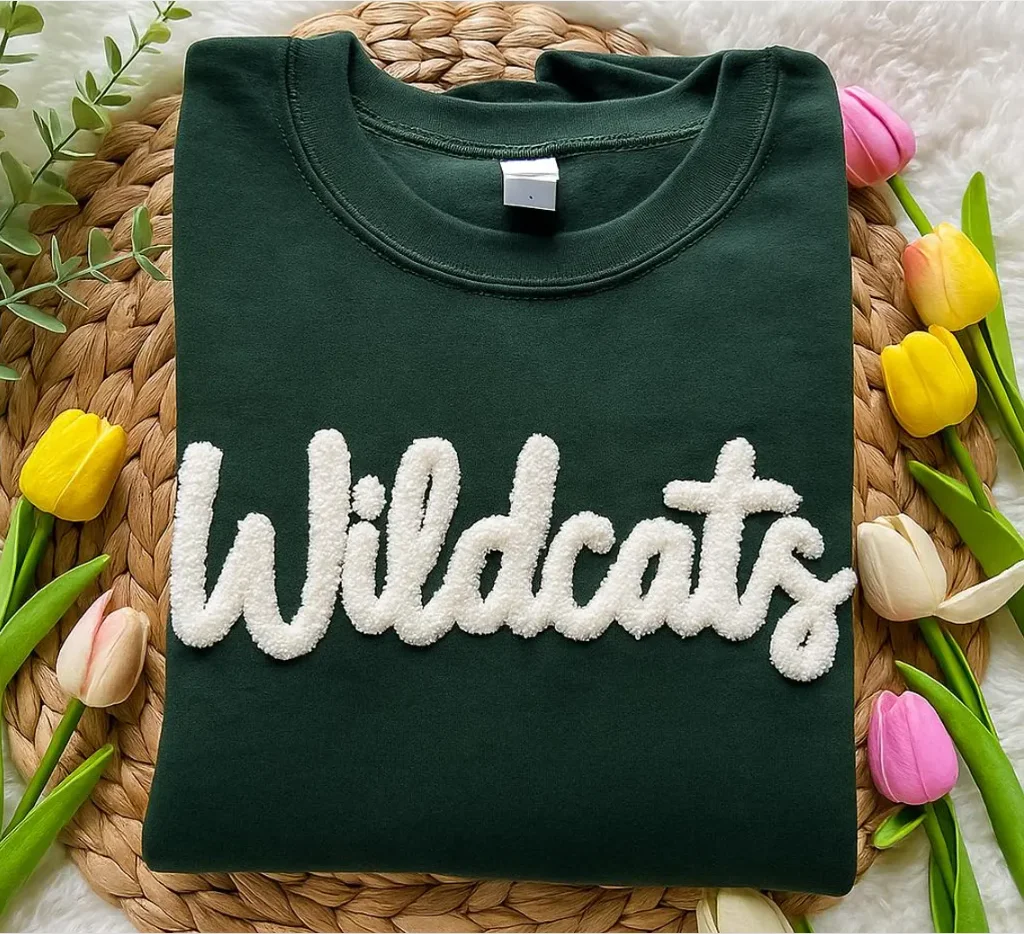 تخصيص الشنيل الغزل المطرزة لعبة يوم غامض رسالة ، قميص روح الفريق ، أمهات كرة القدم ، شانيل التصحيح فريق رياضي البلوز #3