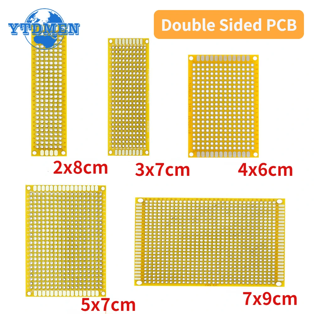 5/10PCS PCB Breadboard Yellow Prototype Board 2x8cm 3x7cm 4x6cm 5x7cm 7x9cm Double Sided Protoboard Circuit Plated DIY Kit