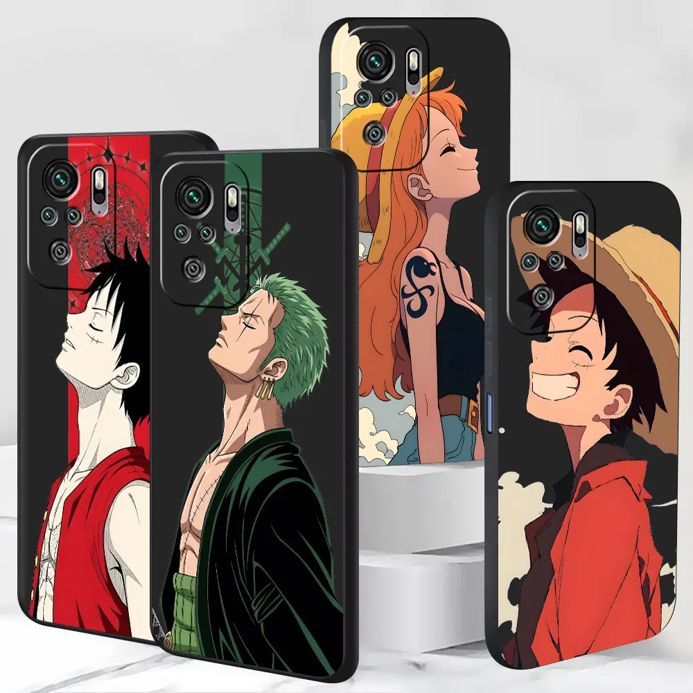 TPU Frosted Case for Xiaomi Mi 17T 15T 14T 11 Lite 5G NE 13T 10T 11T Pro Black Cell Phone Cover Japanese Anime Luffy Zoro Nami
