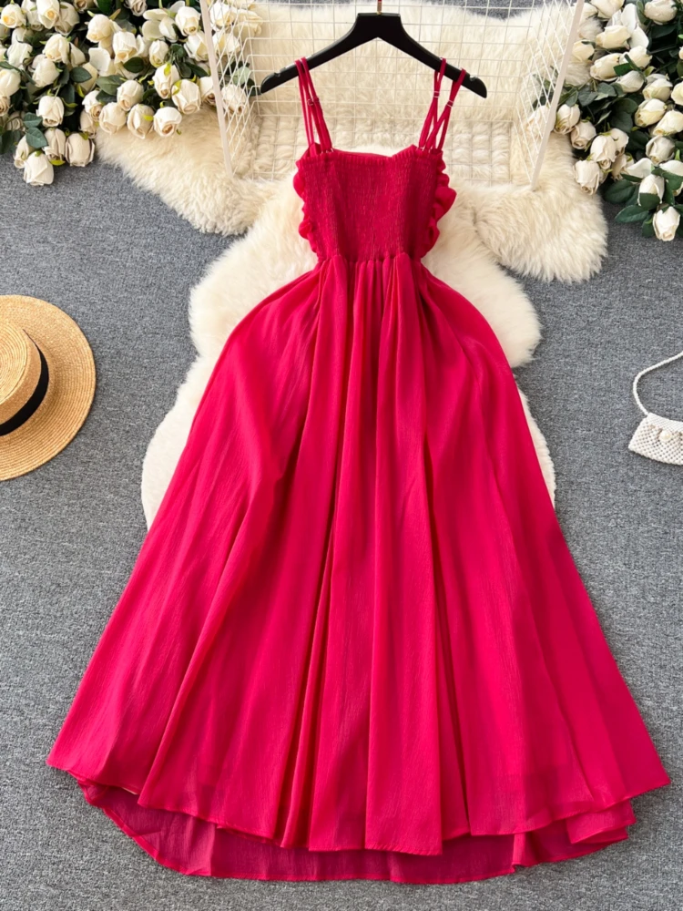 Women Sexy Beach Dress Summer Pleated Strapless Long Dresses Ladies Elegant Slim A-line Backless Boho Long Robe Vestidos