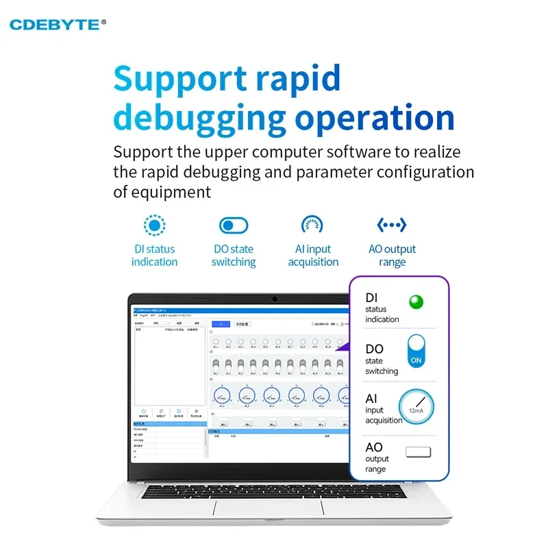 Imagem -05 - Módulo io Remoto Distribuído 8di Mais 8do Cdebyte M31-axax8080g Módulo Host Aquisição de Interruptor Analógico Emenda Gratuita Modbus Tcp Rtu