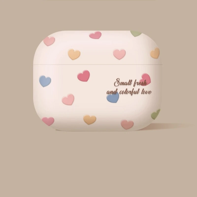 

Chic Simple Colorful Little Loving Heart Protective Earphone Case with Lanyard for AirPods 1 2 3 4 Pro Pro2 Pro3 Headset