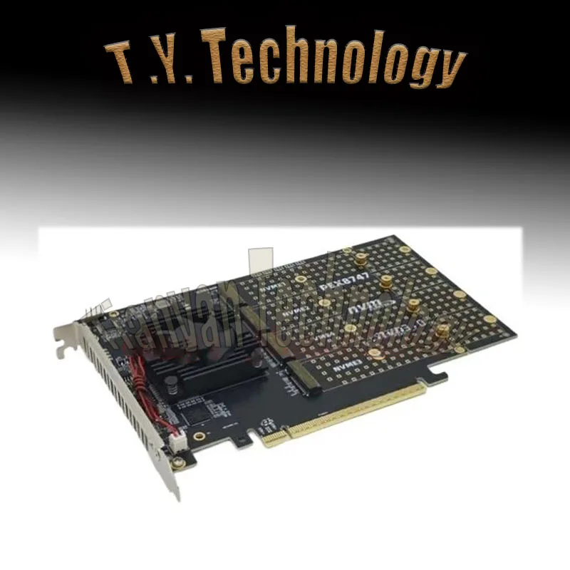 4-port M.2 NVMe Solid State Drive PCIe x16 Adapter with PLX8747 PCI E 3.0 x16 Switch to 4