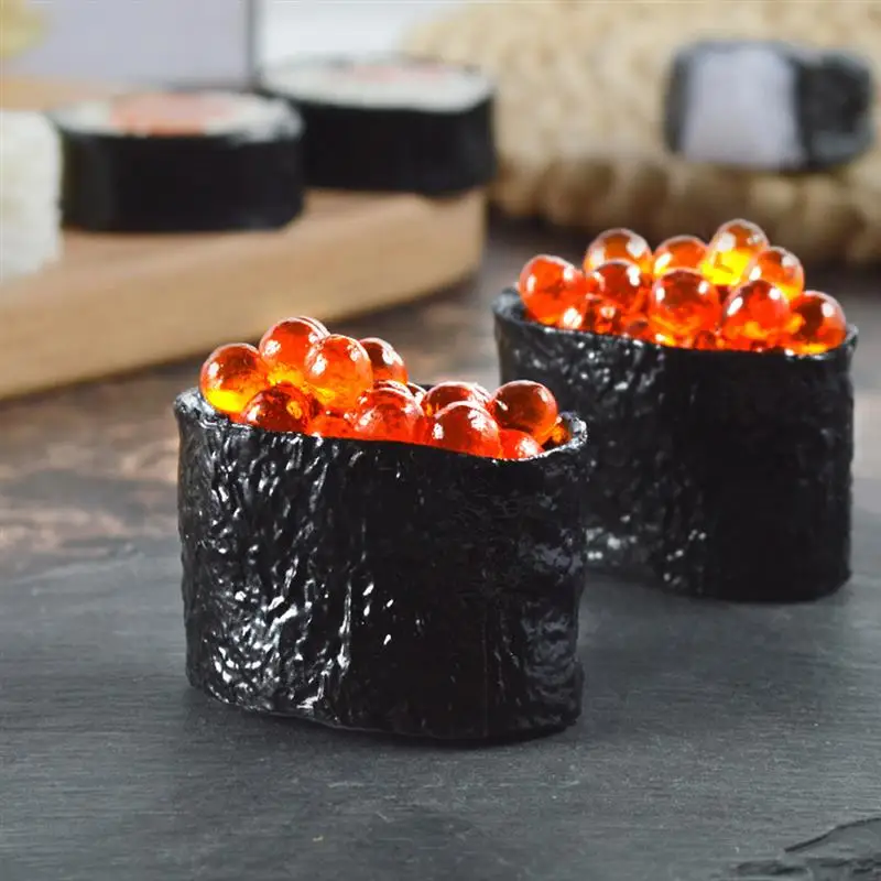 6Pcs Artificial Sushi Realistic Food Model Simulation Sushi Model Japanese Sushi Model Realistic Rich Fake Food