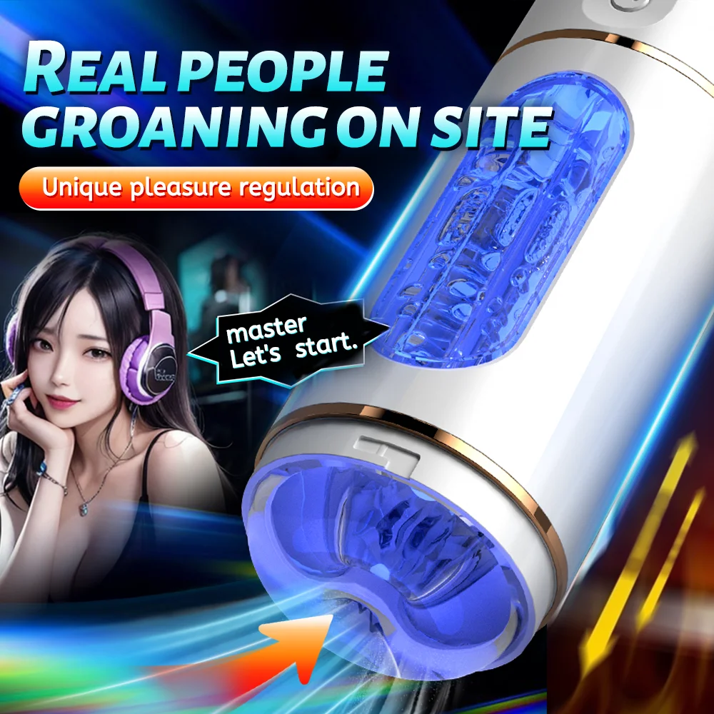 מסטורבטור זכרי לעיסוי עמוק של הגרון עם קול חכם, מתאמן לפין, מסאג'ר פרוסטטה וכיס פוסי למבוגרים