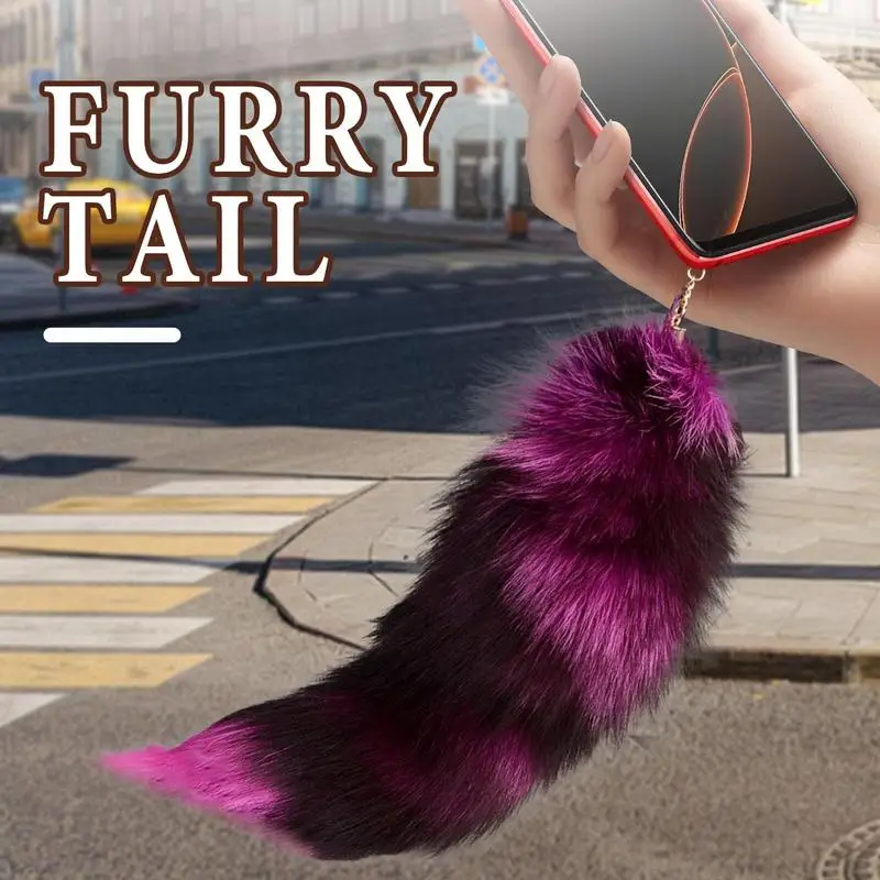 Fox Tail Keychain Soft Costume Keyring for Women Creative Animal Fox Tail Cosplay Key Chain Bag Pendant for Adults Girls Women