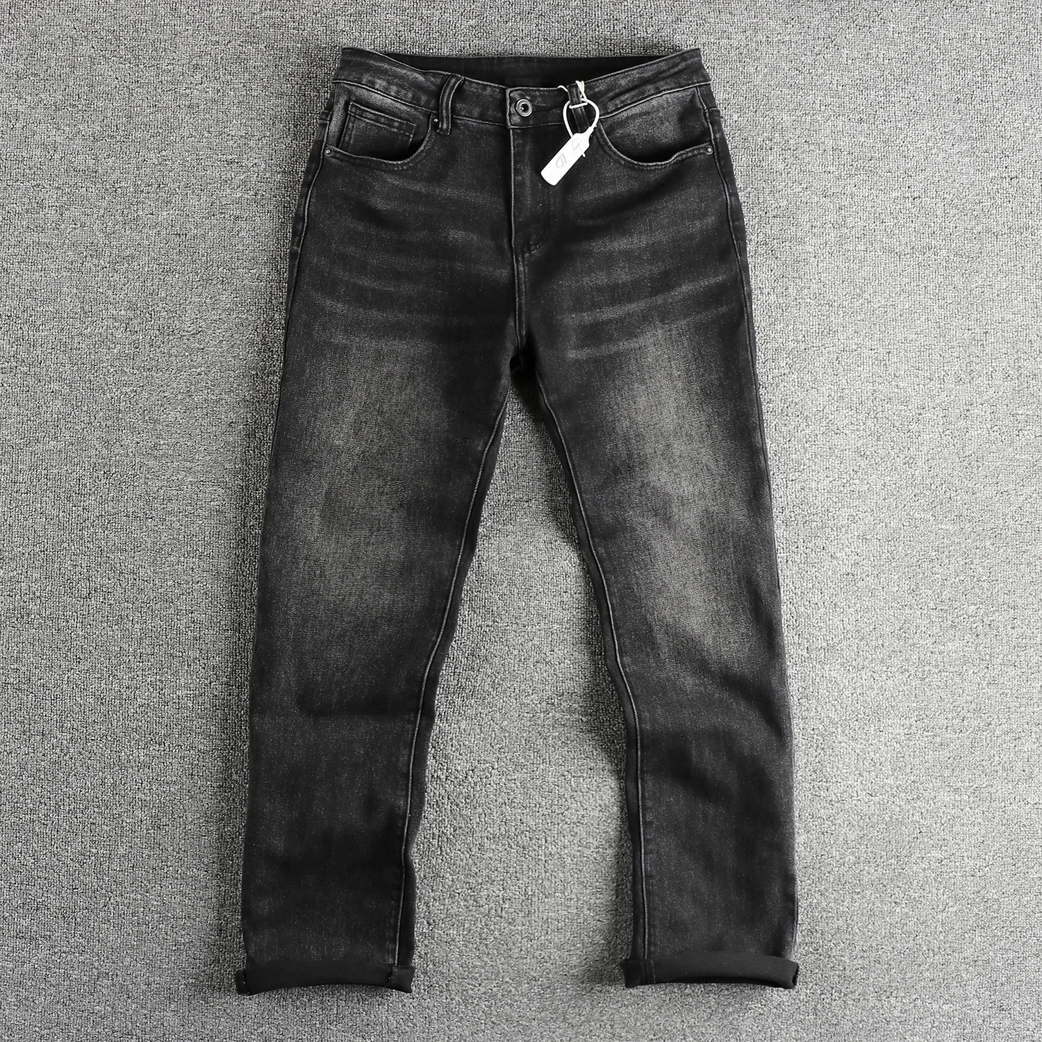

Black and gray wash to do old American fashion casual jeans men comfortable small straight leg all match youth long pants