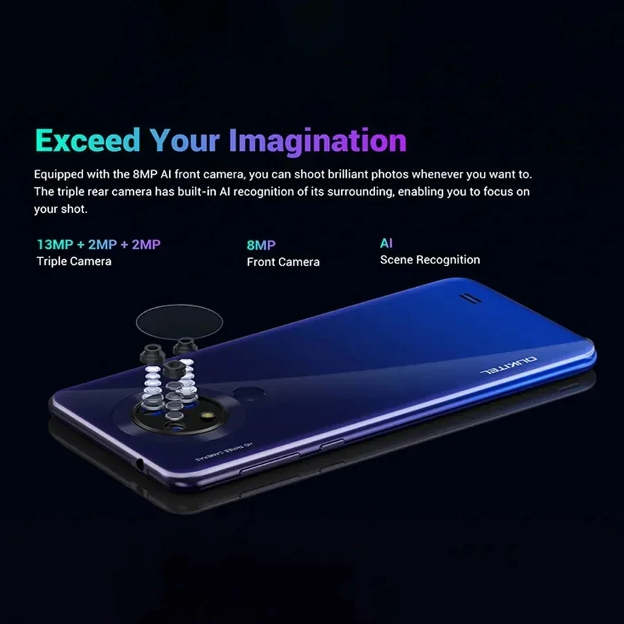 Oukitel-C19 프로 스마트폰, 4000mAh 배터리, 6.49 "HD 폰, 4GB RAM, 64GB ROM, Android 10, 13.0MP 후면 카메라 휴대폰