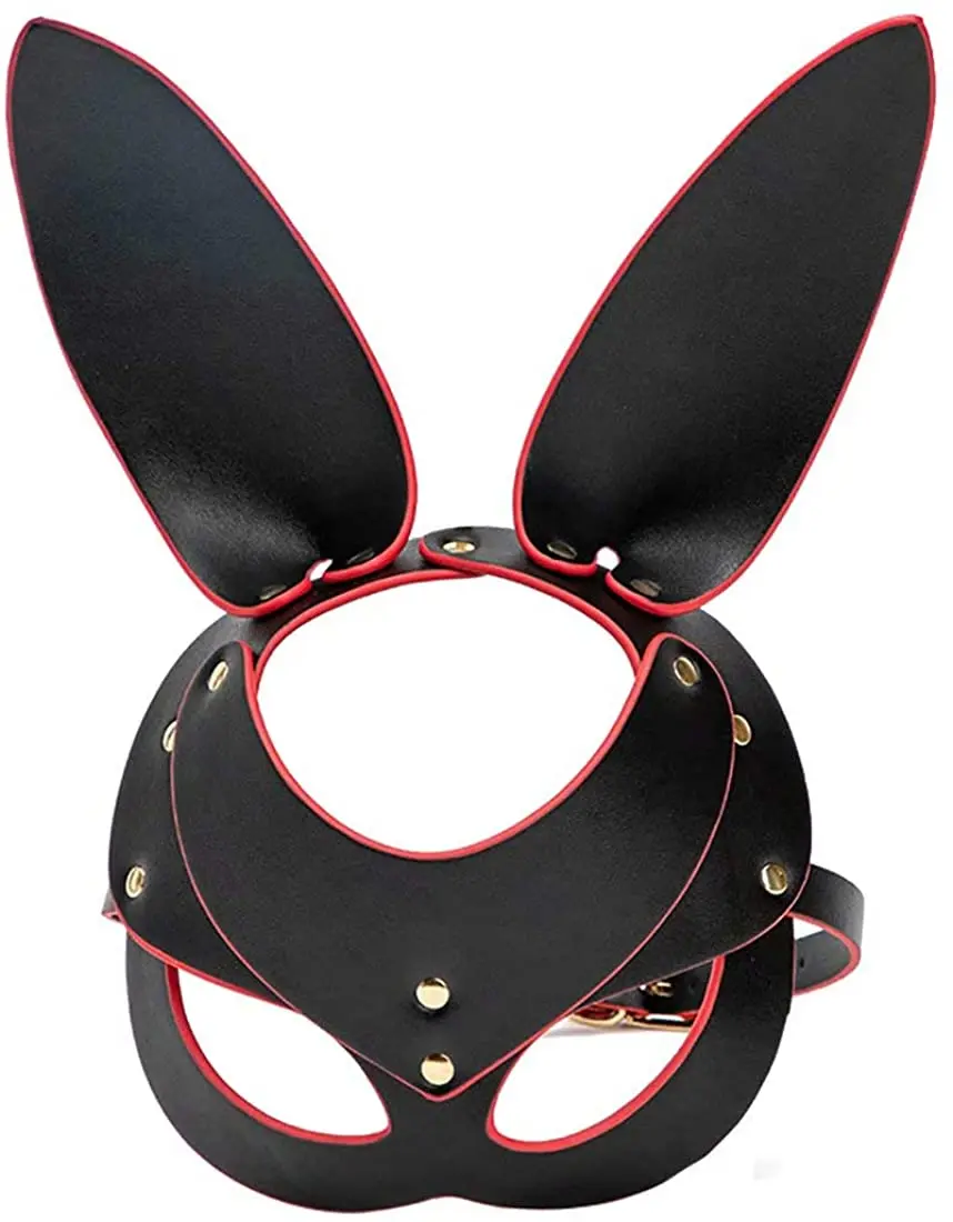 Woman Leather Cat Mask Bunny Fox Masks, Sexy Animal Half Cosplay Halloween Party Women Ladies Ball Attire Mask