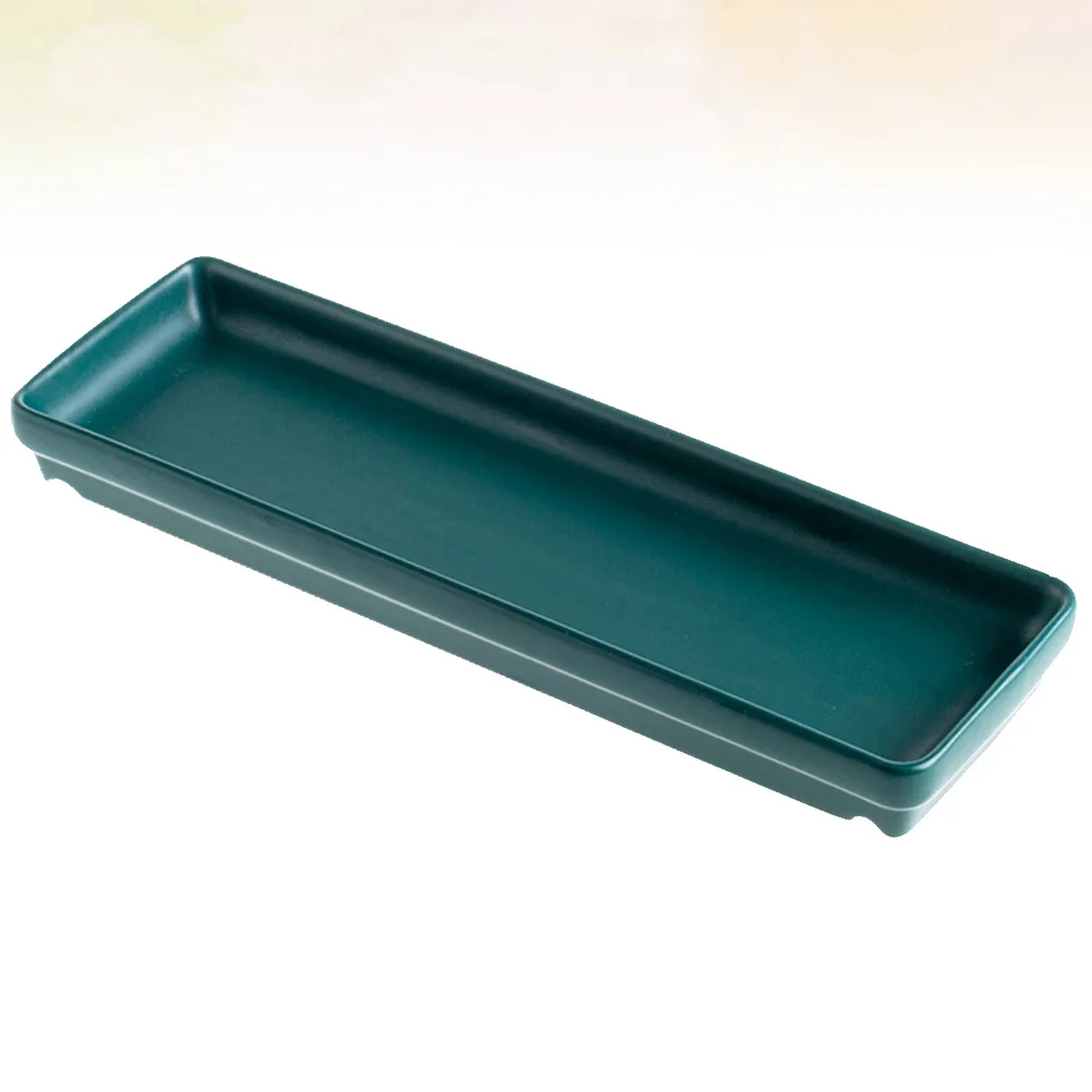 

Eco-Friendly Ceramic Sushi Plate Green Long Design Easy Carry Snacks Foods Suitable for Home Dining Table Decor