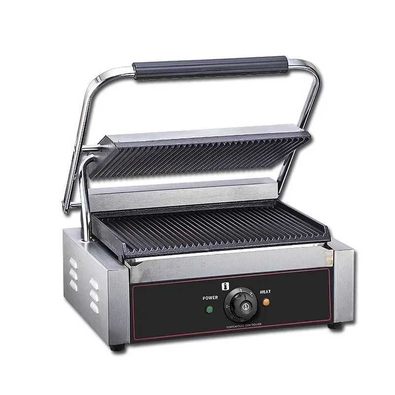 Commercial kitchen equipment panini grill panini press grill with half Flat half Grooved top panini press sandwich grill